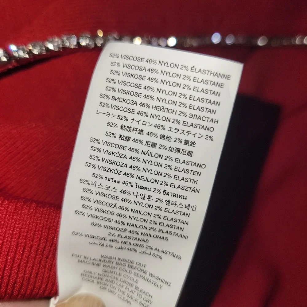 Michael Kors Midi Dress Womens Small Crimson Red NWT Crystal Slit Bombshell Luxe